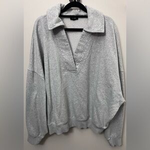 Express Heather Gray Fleece Top
